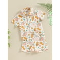 thumbnail image 3 of FEORJGP Kids Toddler Boys Summer 2PCS Outfits 0 6M 12M 18M 2T 3T Infant Baby Short Sleeve Shirts Dinosaur Print T-Shirts Button Up Tops and Shorts Setute Clothes for Beachwear Vacation Daily, 3 of 8