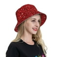 thumbnail image 4 of Yiaed Red Glitter Print Reflective Stripe Bucket Hat Unisex Funny Outdoor Fisherman Cap Beach Sun Hat, 4 of 5