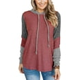 thumbnail image 5 of Women Casual Hoodies Color Block Pullover Long Sleeve Tops With Drawstring Sweatshirts, 5 of 8