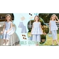 thumbnail image 2 of Girls 2-Piece Outfit Eyelet Lace Sleeveless Tunic and Wide Leg Pants Set for Girls 5-6Y, 2 of 8