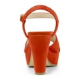 thumbnail image 2 of BLISSFUL STEP Valentine's Women's Fashion Platform Strap Slingback Chunky Heel Open Toe Sandals Orange 7.5, 2 of 7