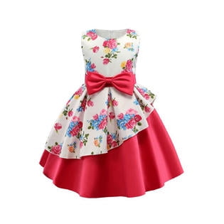 Kids Girls Big Bow Fit & Flare Floral Dress | Walmart Canada