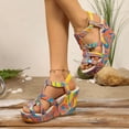 thumbnail image 3 of Modisza Platform Wedge Sandals Open Toe Slingback Dress Shoes High Wedges Party Slides Colorful Summer Vacation Sandal Orange size 7.5, 3 of 6
