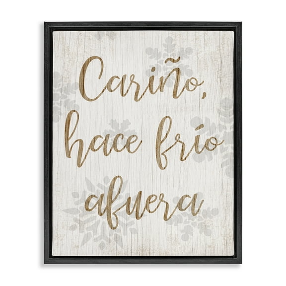 Stupell Industries Cariño Hace Frio Afuera Holiday Painting Black Floater Framed Art Print Wall Art, 17 x 21