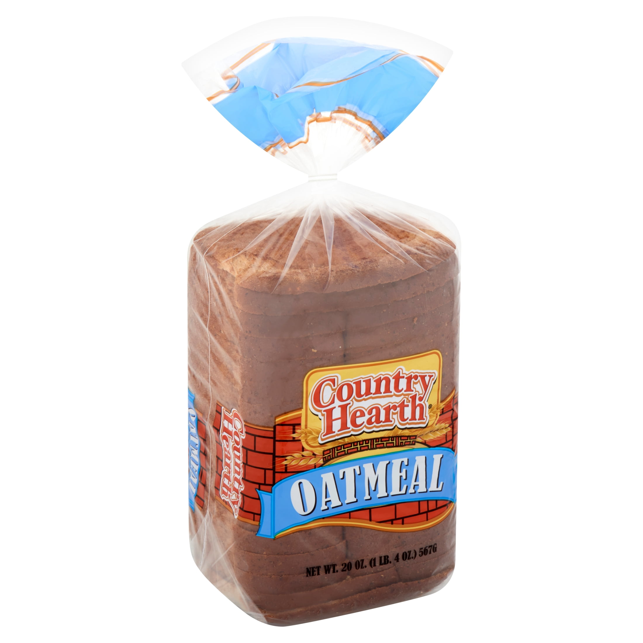 Country Hearth, Oatmeal Sandwich Bread Loaf, Sliced, 20 oz, Regular Size, Shelf Stable