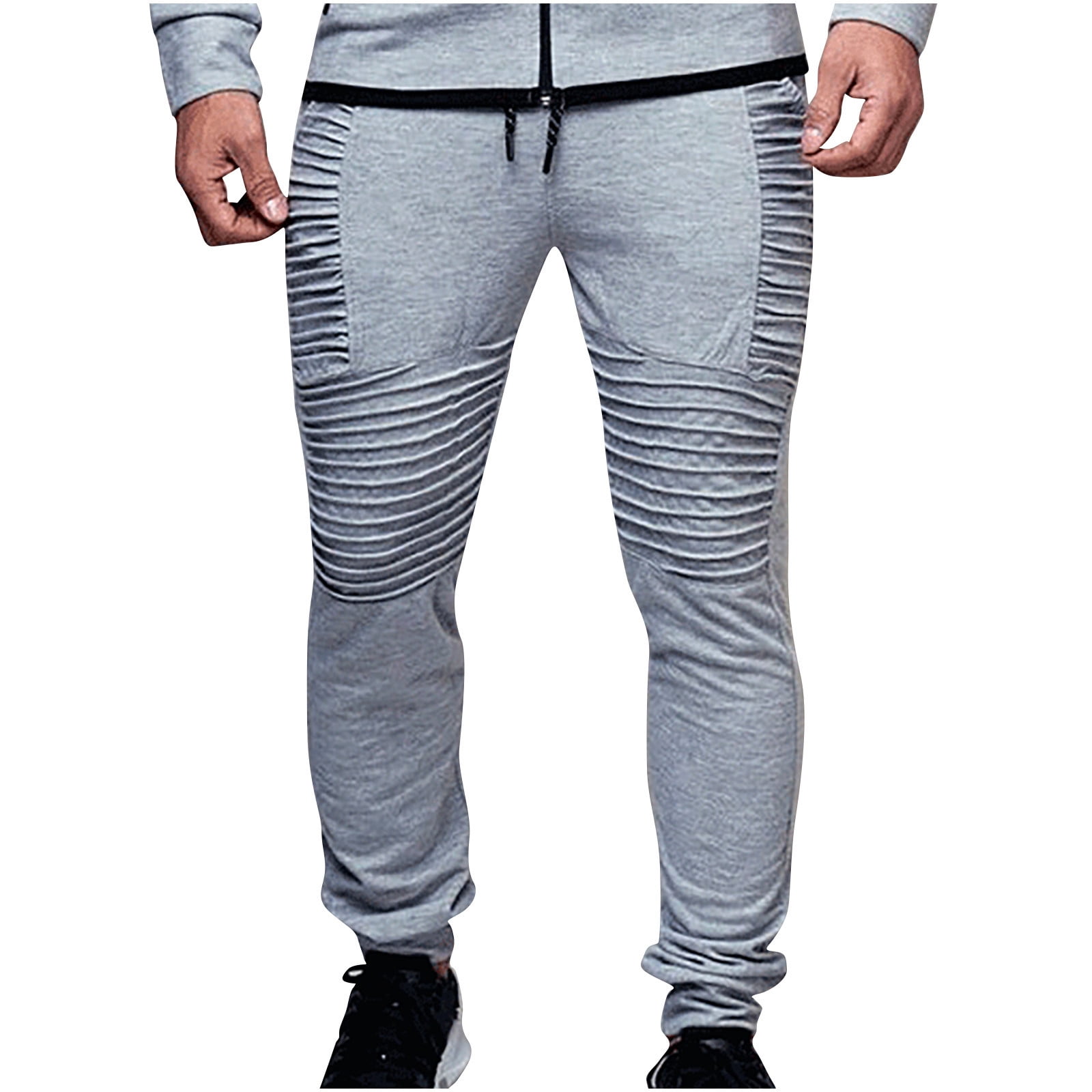 YYDGH On Clearance Men's Striped Tight Sweatpants Drawstring Hip Hop  Joggers Elastic Waist Fitness Jogger Pants for Workout Sports  Activewear(Gray,XL)