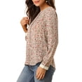 thumbnail image 4 of Allegra K Women's Puff Sleeve Button Down Back Contrast Color Floral Printed Blouse Top, 4 of 6