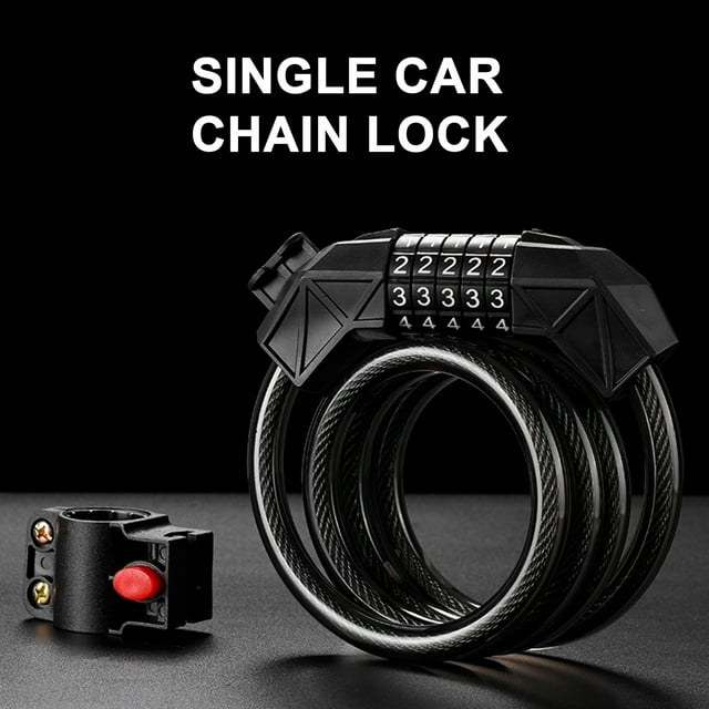 Neinkie Bicycle Chain Lock Five-digit Combination High Safety Performance Steel Wiring Thicken Texture Bike Cable Code Lock for Riding