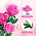 thumbnail image 6 of TERRAMUS Pink Rose Flowers Building Set with Dust Dome, 219 Pcs Botanical Collection Bouquet Block Kit for Home Office Decor Gift for Women Age 12+, 6 of 10