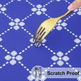 thumbnail image 5 of Round Fitted Tablecloth with Elastic Edge, 100% Waterproof Oil Proof Plastic Table Cover, Vinyl Flannel Backed Tablecloth Fits 36"-44" Round Tables for Dinner, Outdoor, Picnic, Medium Blue, 5 of 6