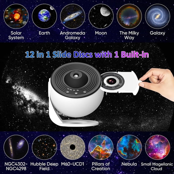 13 in 1 HD Projector Light, 360° Rotating Space Projector with Timer for Kids, Room Decor & Gifts