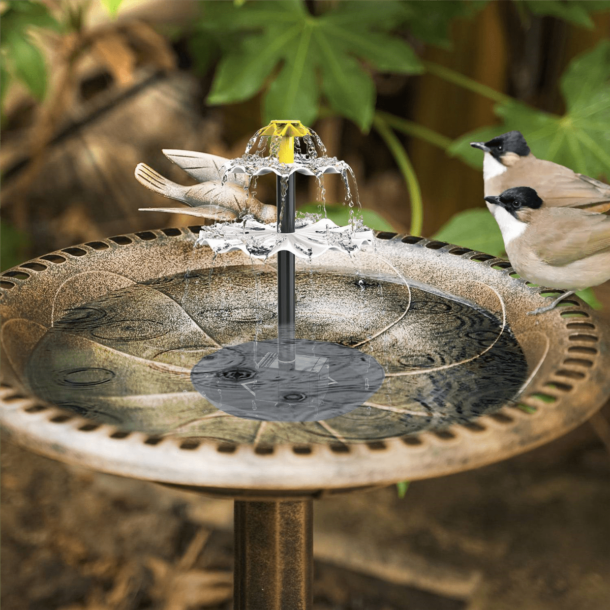 3 Tiered Bird Bath with Solar Pump,DIY Solar Fountain Detachable and Suitable for Bird Bath, Garden Decoration,Outdoor