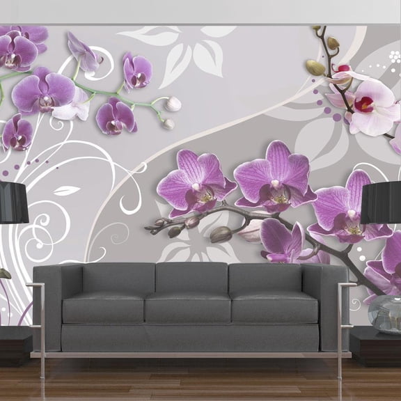 Tiptophomedecor Floral Wallpaper Wall Mural - Flight Of Purple Orchids