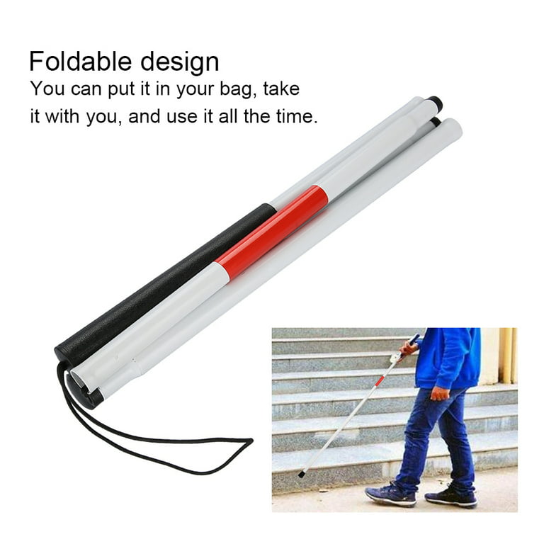 Tbest Foldable Walking Stick Portable Anti-Shock Guide Blind People Walking  Stick Folding Cane 124cm / 48.8inch 