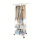 thumbnail image 1 of Perchero Organizador de Ropa | Estante Multifuncional con Ruedas | Perchero Triangular de Acero Inoxidable | Rack Organizador 3 en 1, 1 of 5