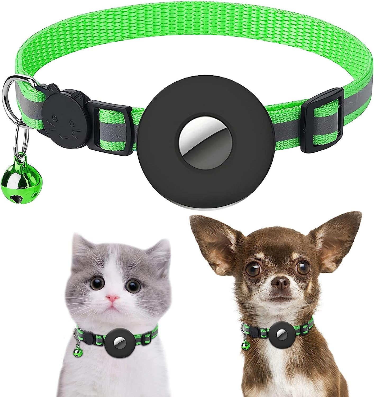 Airtag Cat Collar, Reflective Air Tag Kitten Collar with Bells
