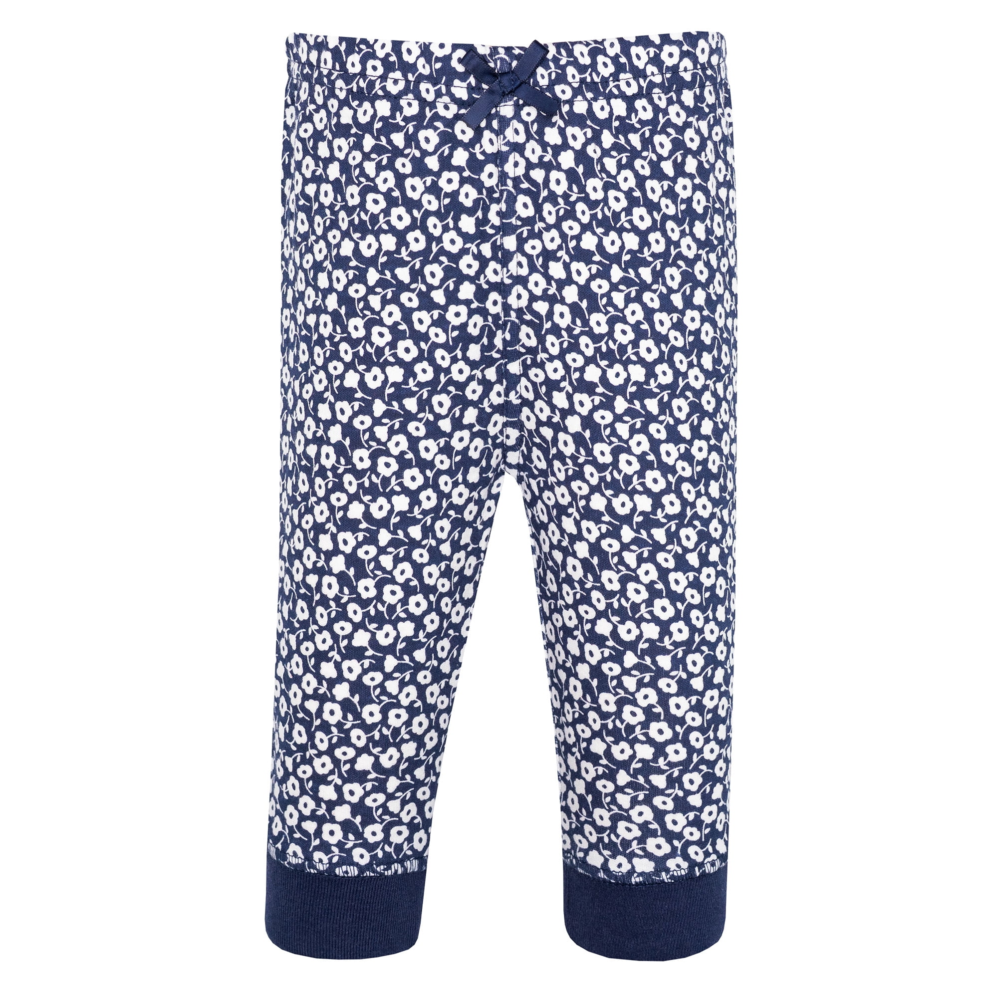 Hudson Baby Girl Cotton Pants and Leggings, Navy Ditsy Floral, 3T