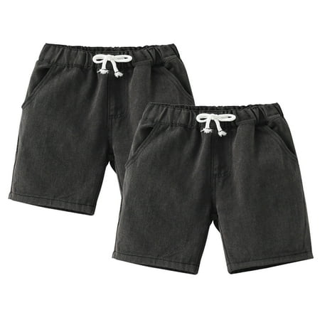 

LYMAYTER Toddler Baby Summer Jeans Shorts for Boys Elastic Waist Denim Shorts Elastic Drawstring Casual Cargo Shorts Pants 1-8T