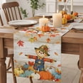 thumbnail image 2 of Fall Scarecrows Cotton Linen Rectangle Table Runners 13"x48", Thanksgiving Autumn Pumpkins Leaves Brown Coffee Table Runner Dresser Scarves Luxury Table Runners for Wedding Party Banquet Dinner Decor, 2 of 8