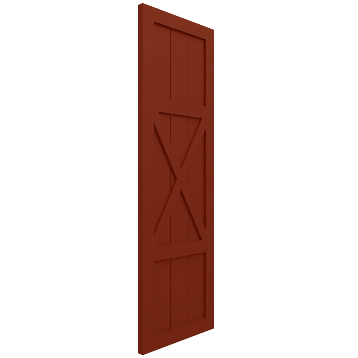 15"W x 73"H True Fit PVC Center X-Board Farmhouse Fixed Mount Shutters, Pepper Red (Per Pair - Hardware Not Included)