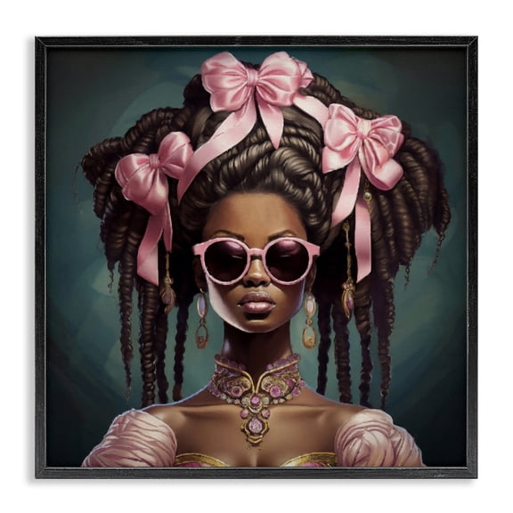 Stupell Industries Rococo Woman With Bows Black Framed Giclee Art, design by Grotto Studios