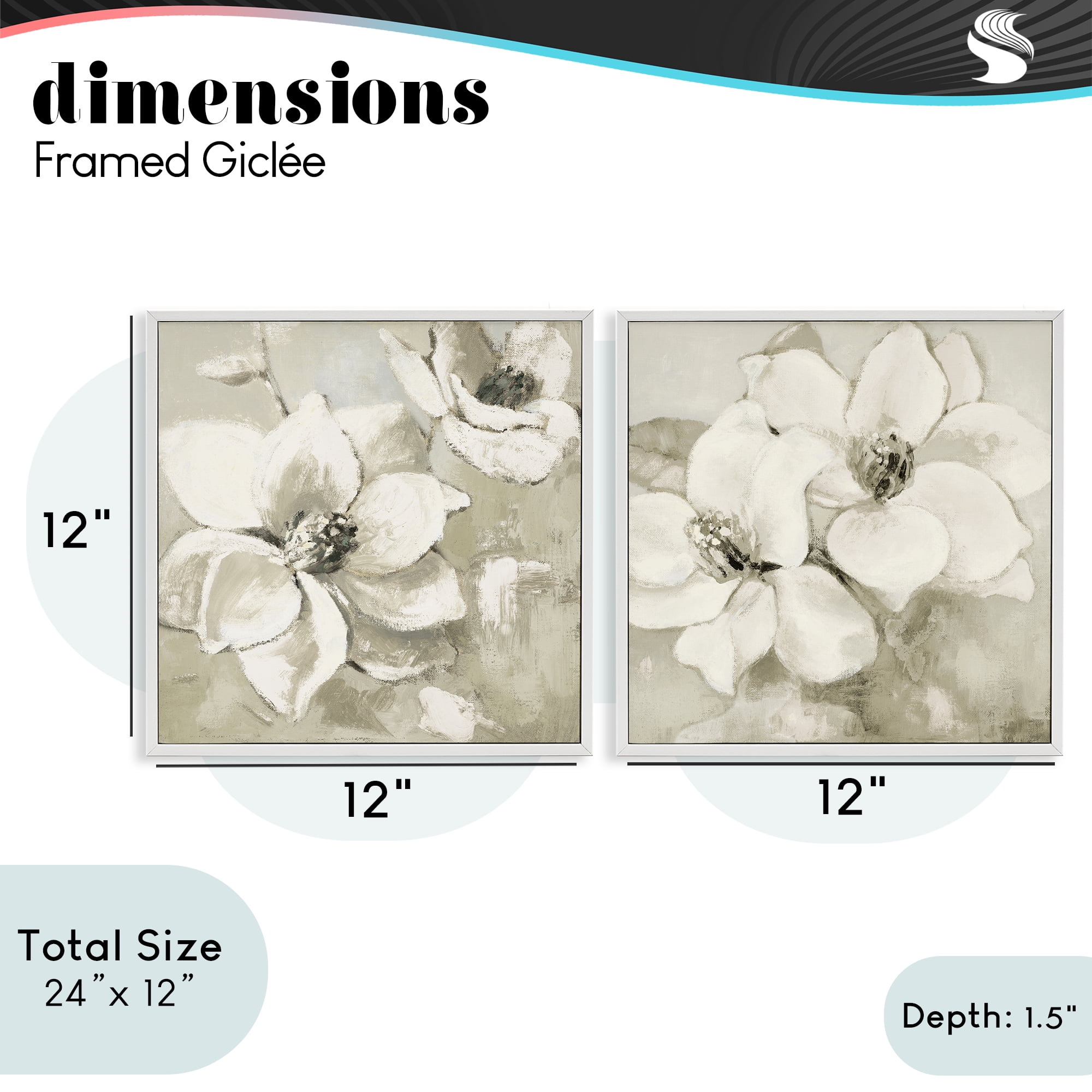 Stupell Industries Beige Magnolias after Rain 2 Piece White Framed Giclee Art Set, design by Lanie Loreth