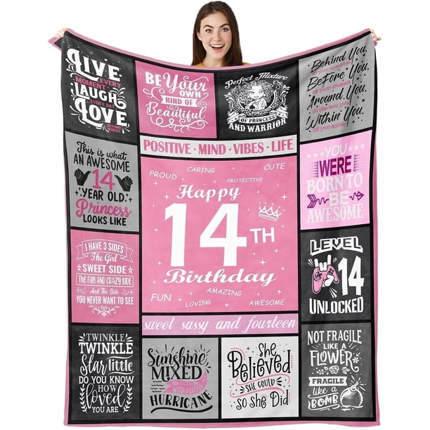 LHSHID Gifts for 14 Year Old Girl Birthday Gifts for 14 Year Old Girl Blanket 14 Year Old Girl Birthday Gifts14 Year Old Girl Gift Ideas 14th Birthday Decorations for Girls Throw Blanket 50"x60"