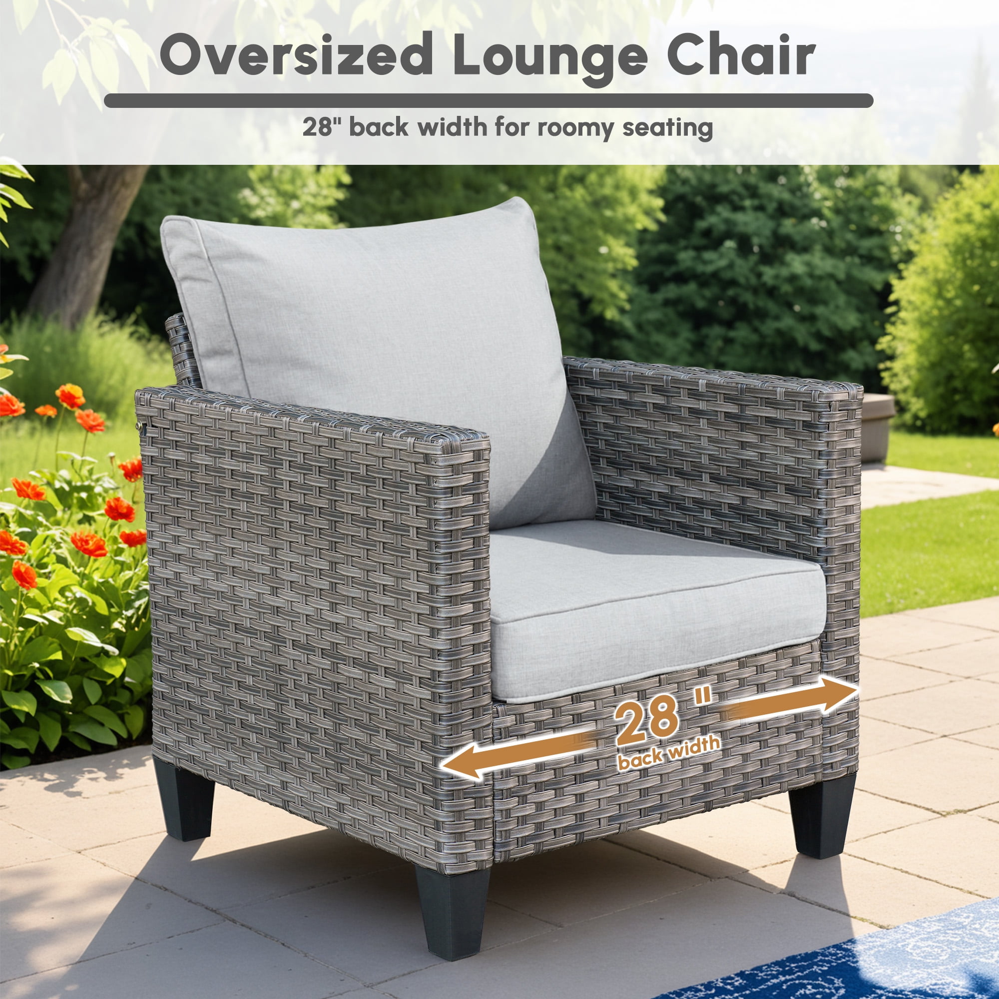 Ovios 4 Pieces Outdoor Patio Furniture Set with Lighted Coffee Table All-Weather Wicker Rattan Conversation Sofa Set, Beige