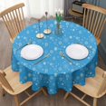 thumbnail image 3 of Blue Christmas Snowflake Pattern Round Tablecloth 60"x60",Wrinkle Wipeable Table Cloth for Kitchen Dining Room Picnic Patio Party, 3 of 6
