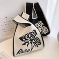 thumbnail image 6 of Kiskick Women Storage Bag Knitted Handbag Women Wrist Handbag Cartoon Bear Rose Pattern Aesthetic Crochet Knit Tote Bag Wristlet Bag Sleeve Knot Pouch, 6 of 8