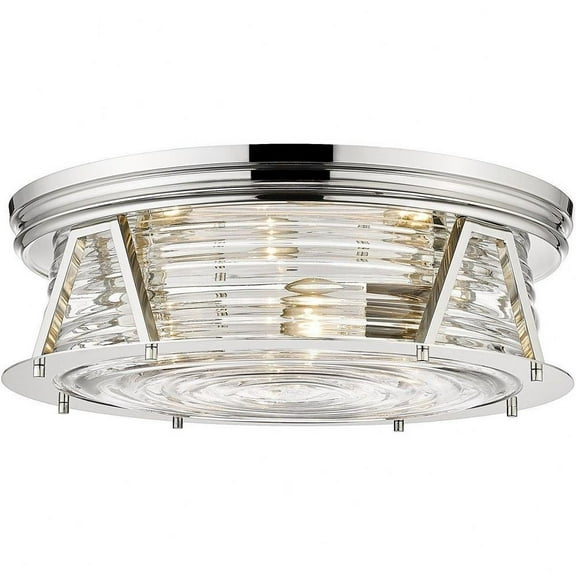 4 Light Flush Mount in Transitional Style-6.5 inches Tall and 20 inches Wide-Polished Nickel Finish Bailey Street Home 372-Bel-4652245
