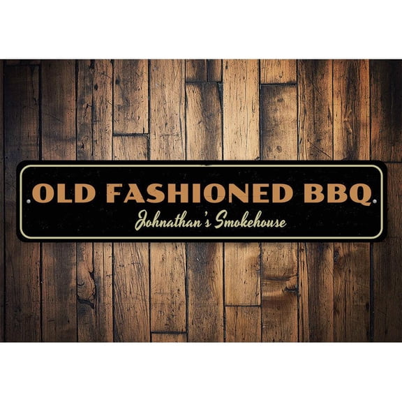 Old Fashioned BBQ Novelty Decor, Metal Wall Sign - 4x18 Inches