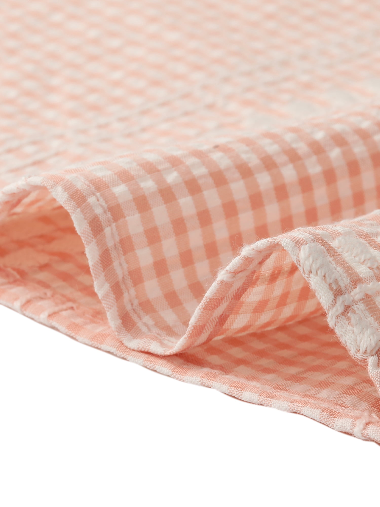 DARING DIVA Women's Peasant Plaid Smocked Ruffle Puff Sleeve Blouses M Pink