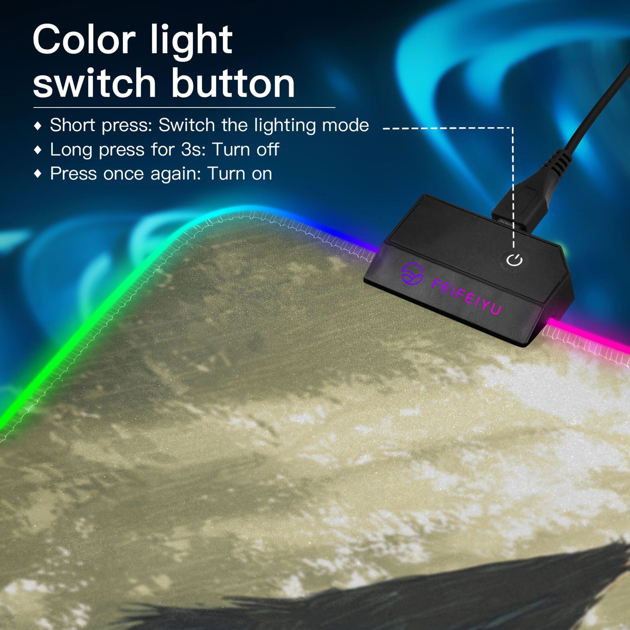 Haosy RGB Led Gaming Mouse Pad Non-Slip Large Keyboard Desk Mat 13 Light Modes 31.5x11.8 inch Black Cat with All Seasons