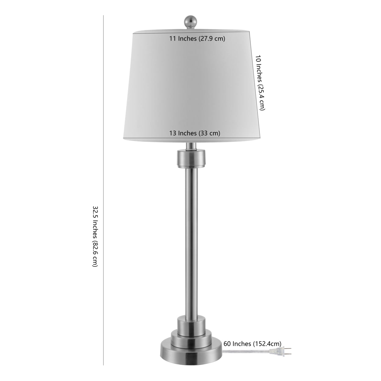 Safavieh Baxter 30 in. Solid Iron Table Lamp, Nickel