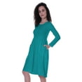 thumbnail image 5 of Moomaya Womens Full Sleeves Gathered Waist Dress Casual Relaxed Fit Swing Dresses w/ Pockets, 5 of 8