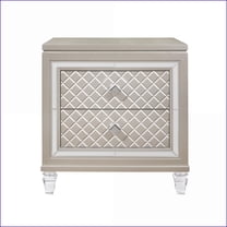 Cross Glam Champagne Nightstand with Spacious Drawer