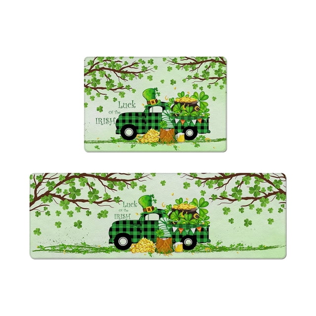 Hearth & Gear Ensemble de Tapis de Cuisine pour la Saint-Patrick, Tapis de Sol de Cuisine Rembourré, Tapis de Confort, Couverture Tissée à la Main, Couverture Automne