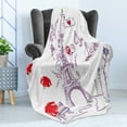 thumbnail image 4 of Eiffel Tower Soft Flannel Fleece Throw Blanket, Autumn Romantic Paris Historical Valentine's Day Umbrellas Doodle, Cozy Plush for Indoor and Outdoor Use, 50" x 60", Lilac Red Pale Blue, by Ambesonne, 4 of 5