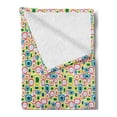 thumbnail image 2 of Geometric Soft Flannel Fleece Blanket, Colorful Retro Squares with Bullseye Vintage Inspirations Abstract Illustration, Cozy Plush for Indoor and Outdoor Use, 70" x 90", Multicolor, by Ambesonne, 2 of 5