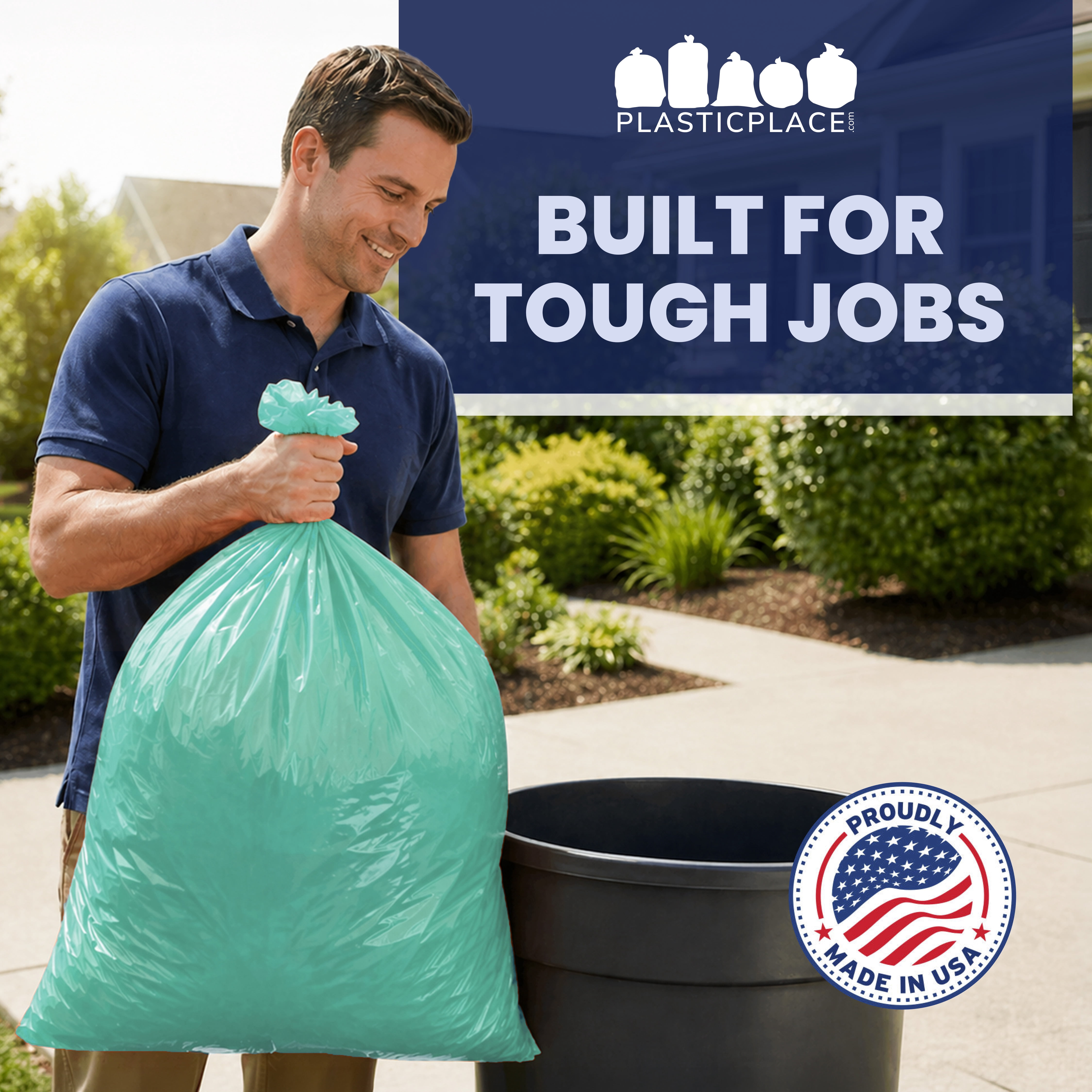 Plasticplace 55-60 Gallon Trash Bags │ 1.2 Mil │ Green Heavy Duty Garbage Can Liners │ 38” x 58” (50 Count)