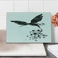 thumbnail image 2 of Black and White Cutting Board, Hummingbird with Hearts Tail and Swirled Feathers Monochrome Animal, Decorative Tempered Glass Cutting and Serving Board, Small Size, Black and White, by Ambesonne, 2 of 5