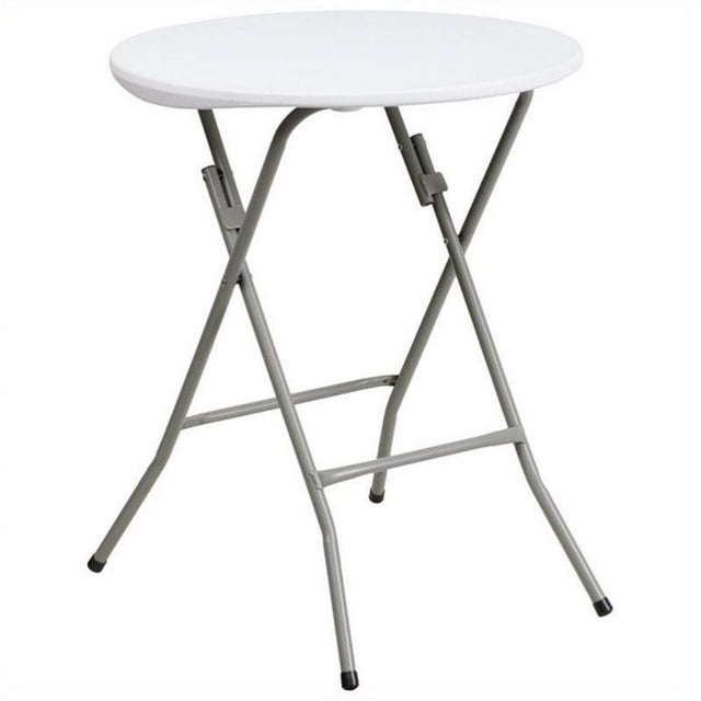 Pemberly Row Table Pliante Ronde en Plastique/métal de 24 Pouces en Blanc Granit