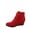 Red, variant on Peggy-56 Women's High Top Fashion Round Toe Lace Up Wedge Sneaker Shoes ( Red, 6 )