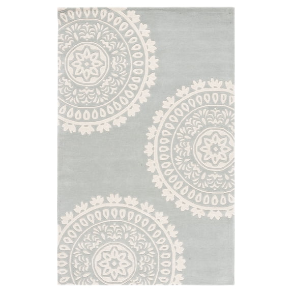 SAFAVIEH Bella Lucinda Geometric Wool Area Rug, Grey/Ivory, 5' x 8'