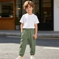 thumbnail image 2 of VeFlora Kids Girls Boys Harem Pants Elastic High Waist Long Pants Soft Lightweight Summer Harem Bloomers with Pockets(Green/4-5 Years), 2 of 7