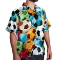 thumbnail image 2 of Football Men's Poplin Shirt, Casual Short Sleeve Printed Button Down Summer Beach Unisex Shirts, 2 of 6