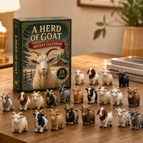A Herd Of Goat Advent Calendar 24 Day Christmas Countdown Calendar with 24 Unique Farm Goat Acrylic Ornaments Farmhouse Indoor Christmas Decor Holiday Gift