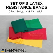 THERABAND Resistance Band Set, 5 ft, Beginner, Yellow/Red/Green, 3 Pack, Fitness