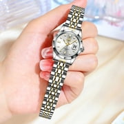 OPK Watches for Women Stainless Steel Fashion Dress Luxury Big Large Face Waterproof Quartz Analog Female Watches with Date Ladies Watch Reloj para Mujer (Gold/Blue/Black Dial)